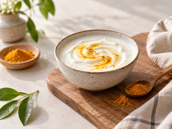 Kurkuma en plantaardige yoghurt