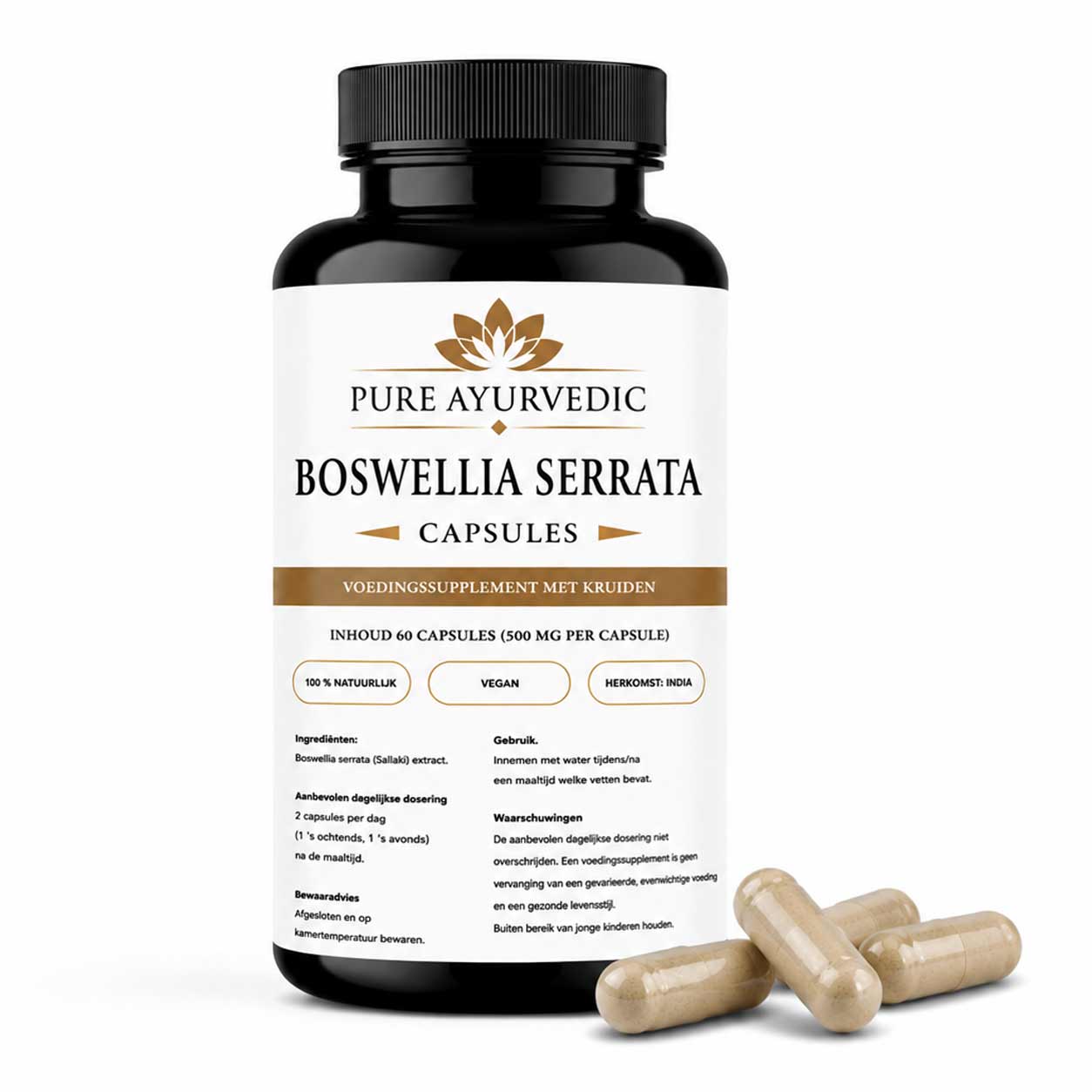 Boswellia serrata capsules (wierookhars) staat bekend als een krachtige natuurlijke ontstekingsremmer, vooral gebruikt voor het ondersteunen van soepele gewrichten, kraakbeen en gezonde luchtwegen.