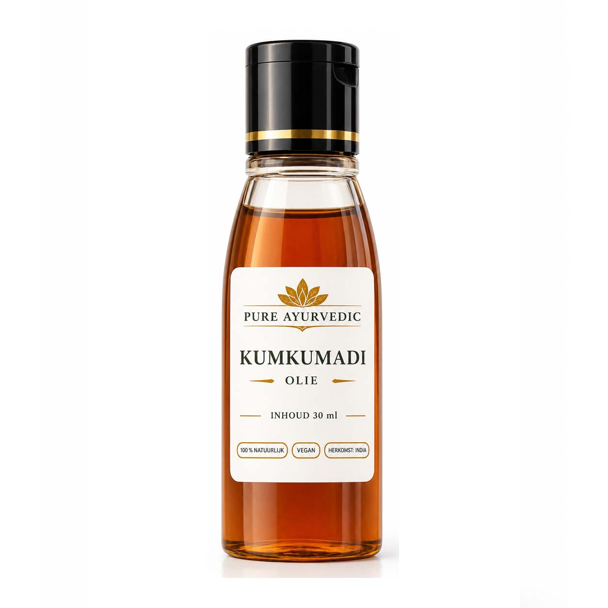 De naam Kumkumadi komt van het belangrijkste ingrediënt: roodgouden saffraan, in het Sanskriet bekend als Kumkuma. Deze olie wordt beschouwd als een wondermiddel voor de huid. Ze voedt, hydrateert en verfraait de huid.